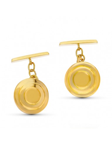 18K GEMELOS ORO AMARILLO MATE Y BRILLO REDONDOS 15 MM