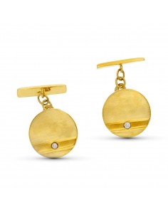 18K GEMELOS REDONDO ORO AMARILLO CIRCONITA 16 MM
