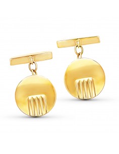 18K GEMELOS ORO AMARILLO REDONDOS GALLONES 15 MM
