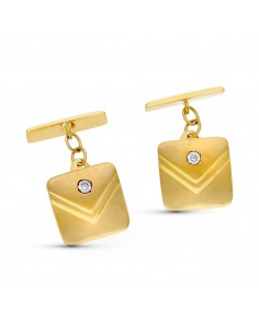 18K GEMELOS ORO AMARILLO CUADRADO CIRCONITA 14X14 MM