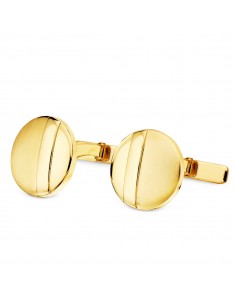 18K GEMELOS ORO AMARILLO REDONDOS MATE Y BRILLO 15 MM CIERRE RIGIDO OSCILANTE