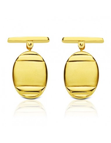 18K GEMELOS ORO AMARILLO OVAL MATE y BRILLO 18X13 MM CIERRE RIGIDO OSCILANTE