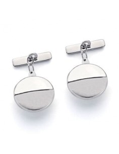 18K GEMELOS ORO BLANCO MATE Y BRILLO 15X15 MM