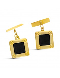 18K GEMELOS ORO AMARILLO CUADRADOS 15X15 MM