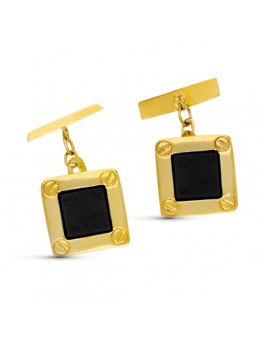18K GEMELOS ORO AMARILLO CUADRADOS 15X15 MM