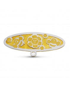 18K ALFILER ORO BICOLOR ABEJAS Y FLOR 28X9 MM
