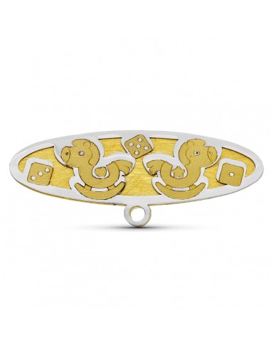 18K ALFILER ORO BICOLOR CABALLITOS. 28X10 MM