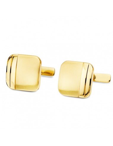 18K GEMELOS ORO AMARILLO CUADRADOS MATE Y BRILLO 14X14 MM CIERRE RIGIDO OSCILANTE
