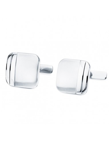 18K GEMELOS ORO BLANCO CUADRADOS MATE Y BRILLO 14X14 MM CIERRE RIGIDO OSCILANTE