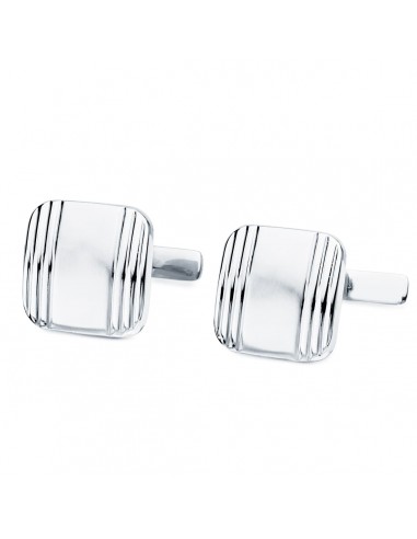 18K GEMELOS ORO BLANCO CUADRADOS MATE Y BRILLO 14X14 MM CIERRE RIGIDO OSCILANTE