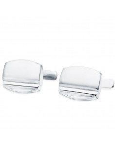 18K GEMELOS ORO BLANCO TONEL MATE Y BRILLO 17X13 MM CIERRE RIGIDO OSCILANTE