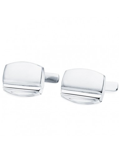 18K GEMELOS ORO BLANCO TONEL MATE Y BRILLO 17X13 MM CIERRE RIGIDO OSCILANTE