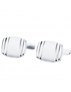 18K GEMELOS ORO BLANCO TONEL MATE Y BRILLO 17X13 MM CIERRE RIGIDO OSCILANTE