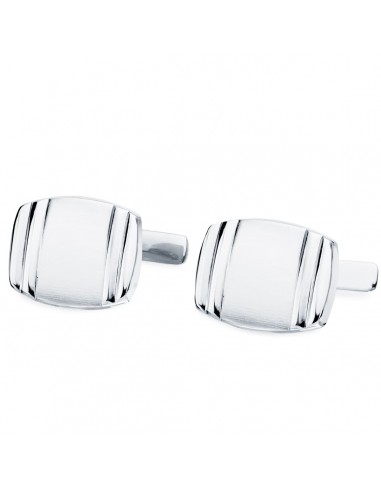 18K GEMELOS ORO BLANCO TONEL MATE Y BRILLO 17X13 MM CIERRE RIGIDO OSCILANTE