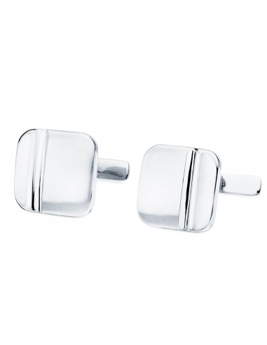 18K GEMELOS ORO BLANCO CUADRADOS MATE Y BRILLO 14X14 MM CIERRE RIGIDO OSCILANTE