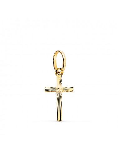 18K CRUZ ORO AMARILLO MINI TALLADA. MEDIDA: 16 X 8 MM. GROSOR: 0 5 MM