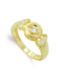 18K SORTIJA ORO AMARILLO MOTIVO CIRCULO CON CIRCONITA. ANCHO: 8 5 MM