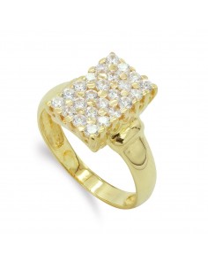 18K SORTIJA ORO AMARILLO MOTIVO RECTANGULAR CON CIRCONITAS. ANCHO: 13 X9 MM