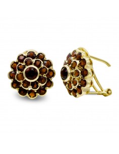18K PENDIENTES ORO AMARILLO CHATON Y CIRCONITA CIERRE OMEGA