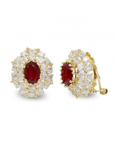 18K PENDIENTES ORO AMARILLO OVAL PIÑA CIRCONITA CIERRE OMEGA