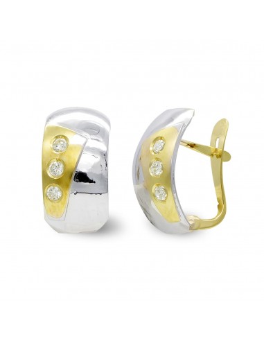 18K PENDIENTES ORO BICOLOR MATE Y BRILLO CIERRE CATALAN