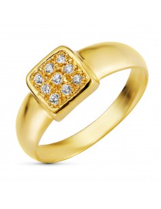 18K SORTIJA ORO AMARILLO MOTIVO CUADRADO CON CIRCONITAS. ANCHO: 7 5 MM