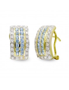 18K PENDIENTES ORO AMARILLO Y CIRCONITA CIERRE OMEGA