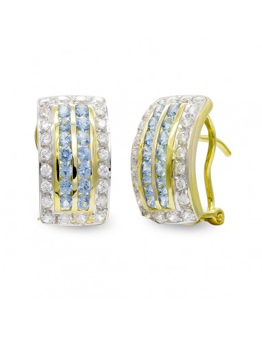 18K PENDIENTES ORO AMARILLO Y CIRCONITA CIERRE OMEGA