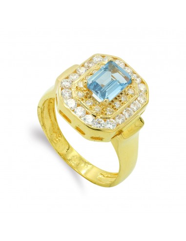 18K SORTIJA ORO AMARILLO PIEDRA RECTANGULAR CON CIRCONITAS. ANCHO: 15 MM