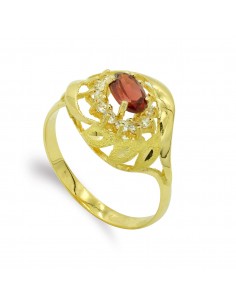 18K SORTIJA ORO AMARILLO GRANATE 6X4 MM. ANCHO: 13 MM