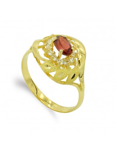 18K SORTIJA ORO AMARILLO GRANATE 6X4 MM. ANCHO: 13 MM