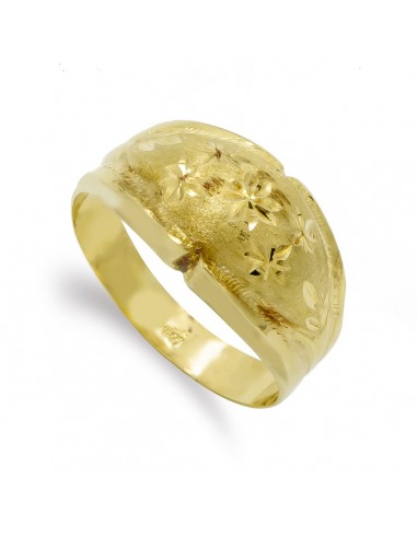 18K SORTIJA ORO AMARILLO LAPIDADA Y TALLADA. ANCHO: 11MM