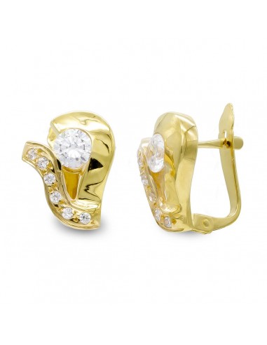 18K PENDIENTES ORO AMARILLO Y CIRCONITA CIERRE CATALAN