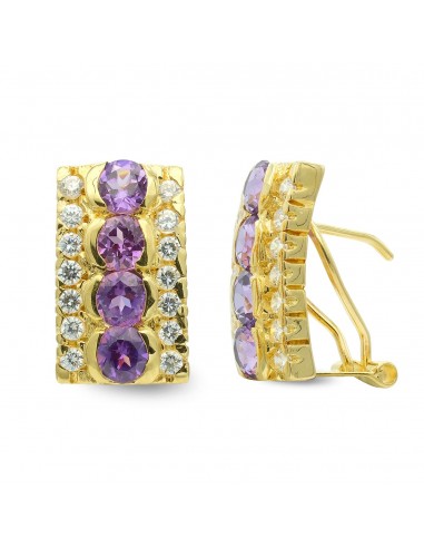 18K PENDIENTES ORO AMARILLO CIRCONITA 16X10 MM CIERRE OMEGA