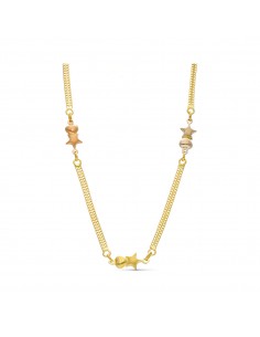 18K GARGANTILLA ORO TRICOLOR MALLA Y ESTRELLAS