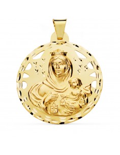 18K MEDALLA VIRGEN DEL CARMEN CALADA 42 MM