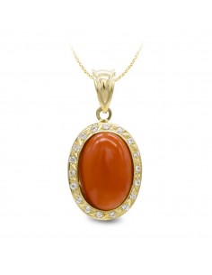 18K COLGANTE ORO AMARILLO CORAL FINO 14X10 MM CIRCONITAS