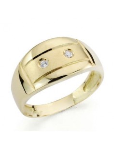 18K SORTIJA ORO AMARILLO MATE Y BRILLO CON CIRCONITAS. ANCHO: 10 MM