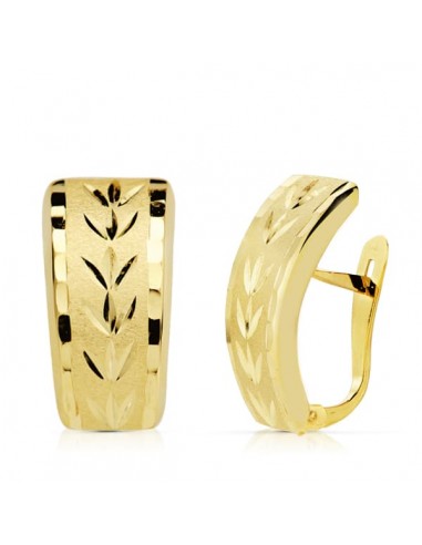 18K PENDIENTES ORO AMARILLO LAPIDADOS 19X10 MM CIERRE CATALAN