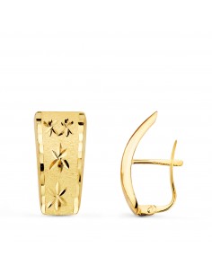 18K PENDIENTES ORO AMARILLO TALLADOS Y MATIZADOS 19 X 9 MM CATALAN