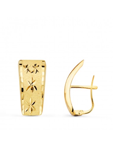 18K PENDIENTES ORO AMARILLO TALLADOS Y MATIZADOS 19 X 9 MM CATALAN