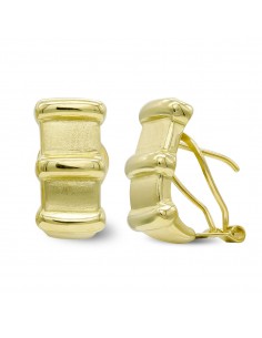 18K PENDIENTES ORO AMARILLO MATE Y BRILLO CIERRE OMEGA