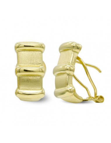 18K PENDIENTES ORO AMARILLO MATE Y BRILLO CIERRE OMEGA