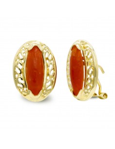 18K PENDIENTES ORO AMARILLO CORAL FINO 26X6 MM OMEGA