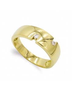 18K SORTIJA ORO AMARILLO MACIZA CON CIRCONITAS. ANCHO: 7 MM