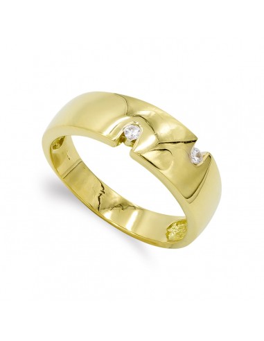 18K SORTIJA ORO AMARILLO MACIZA CON CIRCONITAS. ANCHO: 7 MM