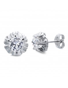 18K PENDIENTES ORO BLANCO CON CIRCONITA EN GARRAS CIERRE PRESION