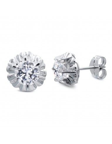 18K PENDIENTES ORO BLANCO CON CIRCONITA EN GARRAS CIERRE PRESION