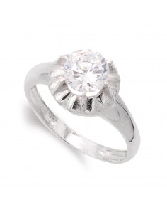18K SORTIJA ORO BLANCO CON CIRCONITA Y GARRAS. ANCHO: 10 MM
