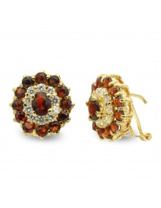 18K PENDIENTES ORO AMARILLO OVAL CON CIRCONITA CIERRE OMEGA